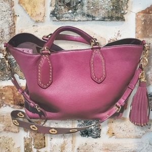 MICHAEL Michael Kors Brooklyn Large Leather Satchel Crossbody Hobo Grab Bag